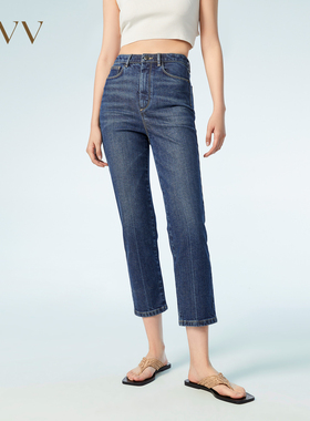 【爱情而已同款】OVV春夏热卖女装进口棉质中腰牛仔裤GKNAJ13005A