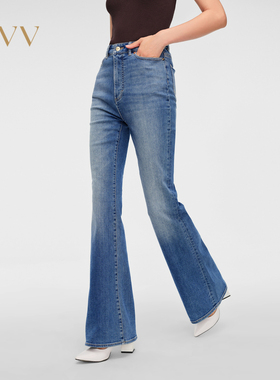 OVV春夏女装意大利进口面料喇叭裤休闲男友风牛仔裤GKNAJ14004A