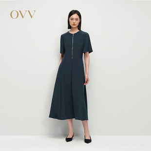 连衣裙GQLBJ25007A 日本进口缎面三醋酸短袖 OVV春夏热卖 女装