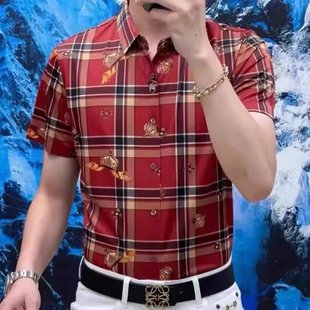 百搭休闲衬衣修身 短袖 衬衫 夏季 静蔚优选男士 印花时尚 时尚 新款 半袖