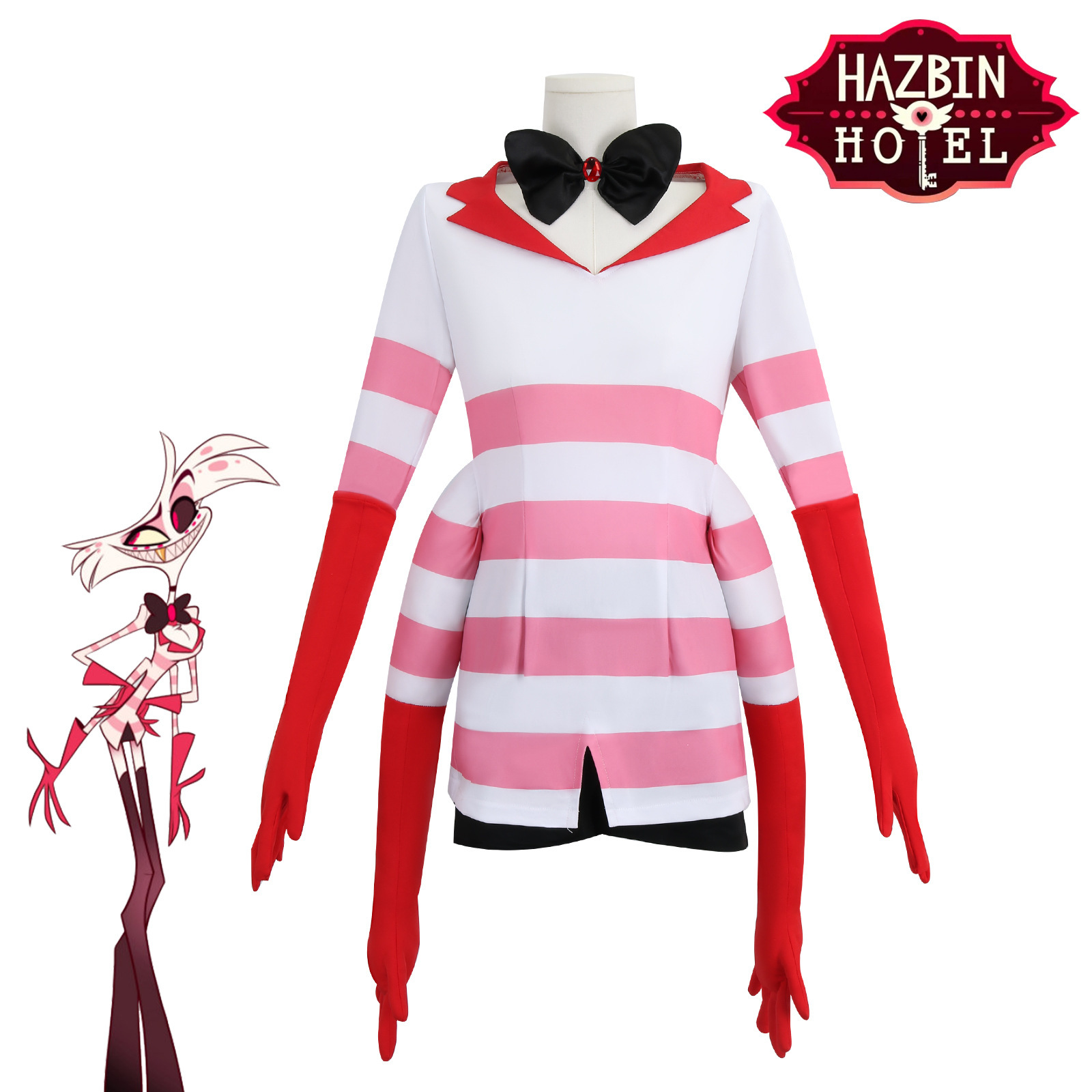 漫多地狱客栈cos服AngelDust安吉尔4臂红白条纹裙安吉尔cos服装