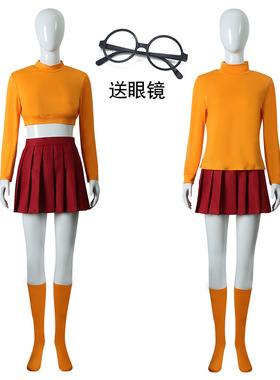 漫多史酷比狗维尔玛cos服万圣节角色表演服Scooby-DooVelma