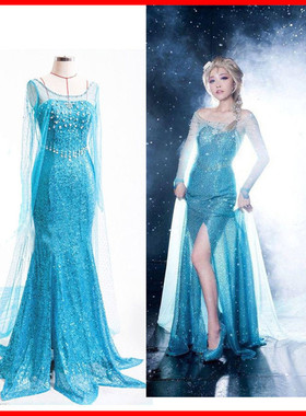 冰雪奇缘爱莎公主裙万圣节cosplay成年elsa女王连衣裙演出服