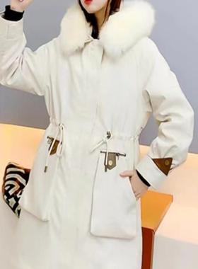 2023长款派克服外壳星星款通用替换外皮可拆卸中长款皮草外套女