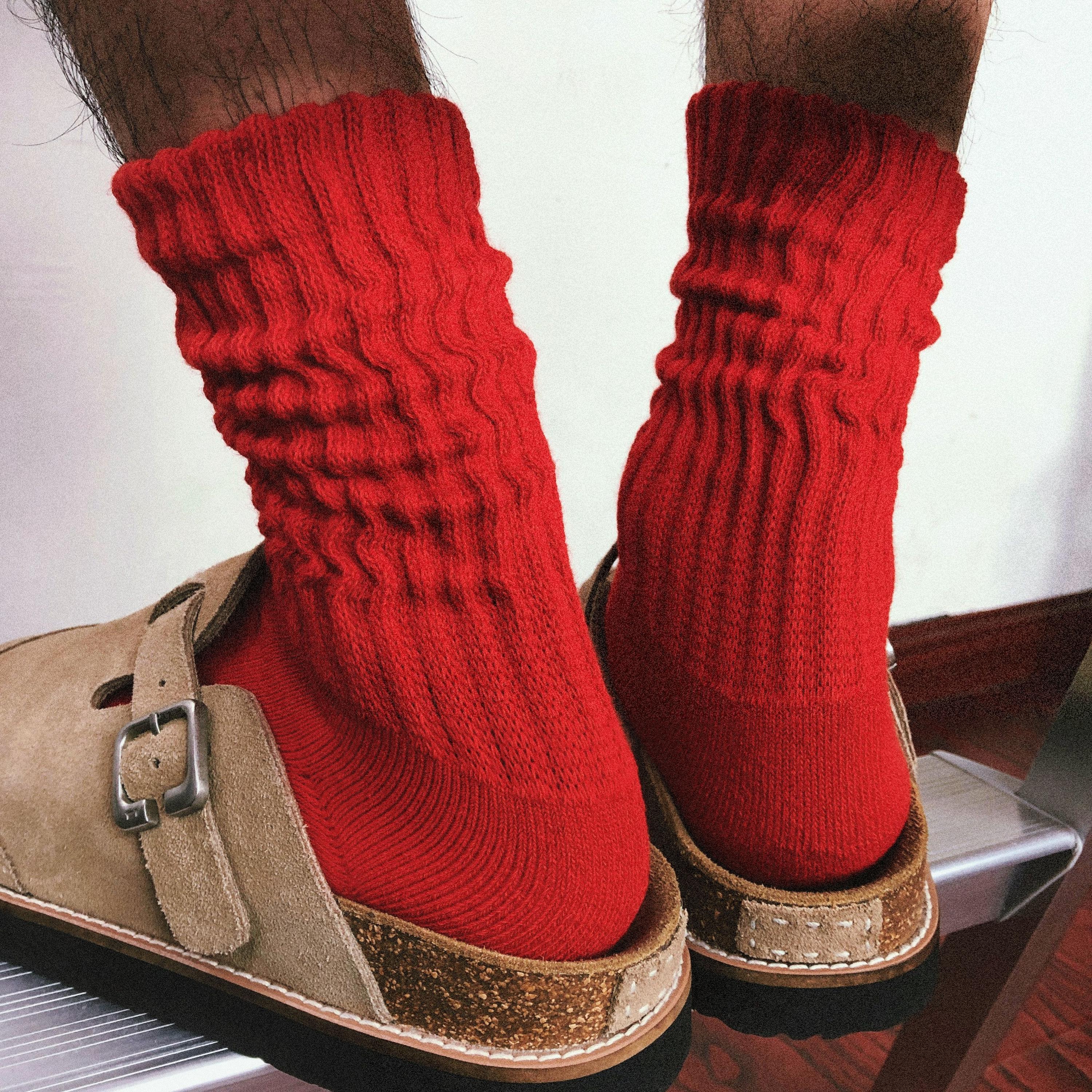 TREETALLIFE本命正红毛巾底袜