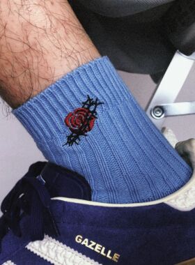 TREETALLIFE【1双装】袜子刺绣玫瑰短袜可爱夏粗针中筒运动袜子