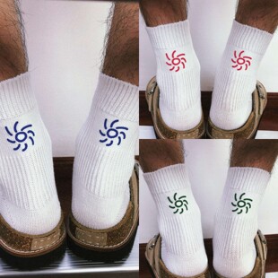 TREETALLIFE趣味线条太阳可爱袜子中筒短袜印花袜子粗线情侣袜子