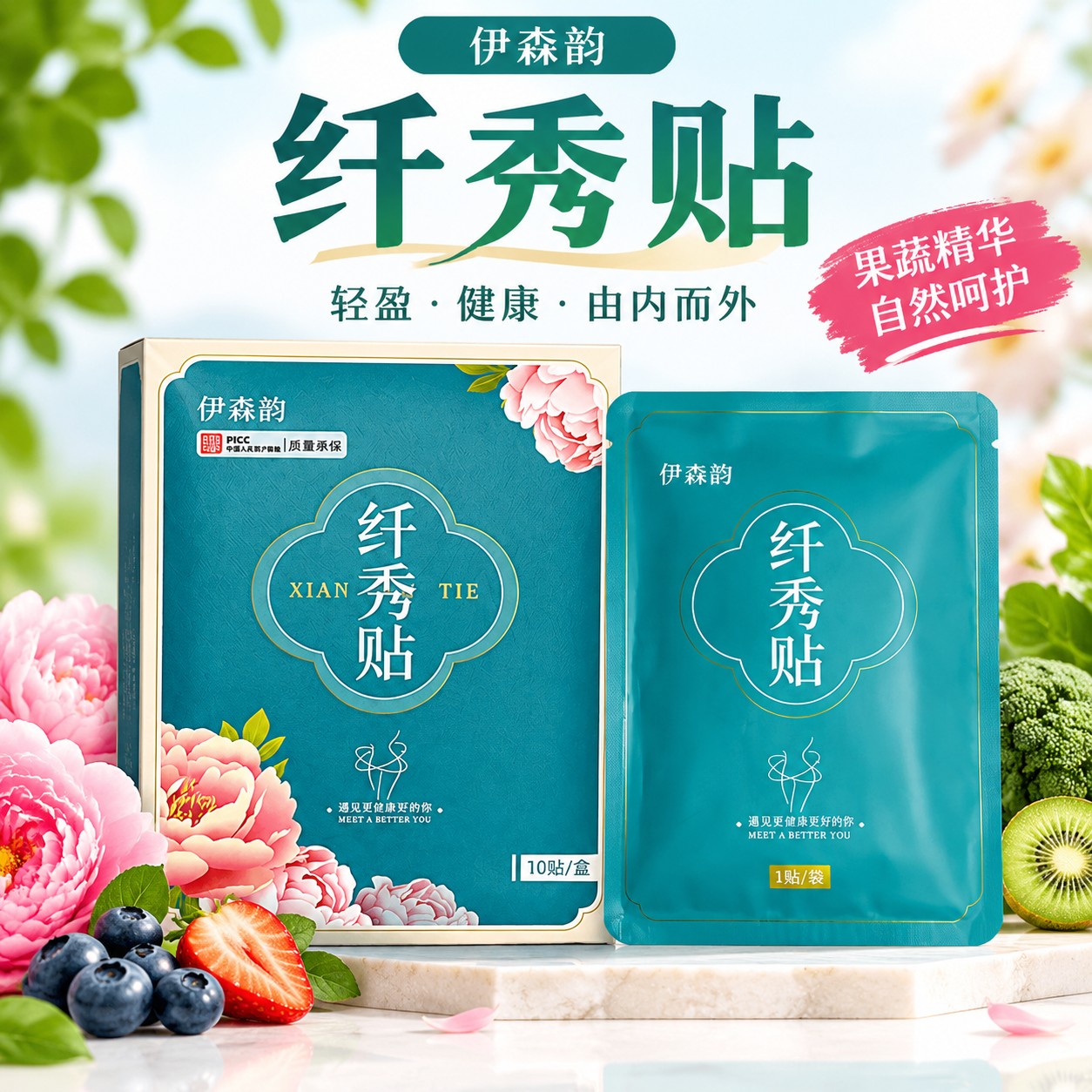 伊森韵纤秀贴果粉综合果蔬压片糖电子瘦身带/腰带/塑