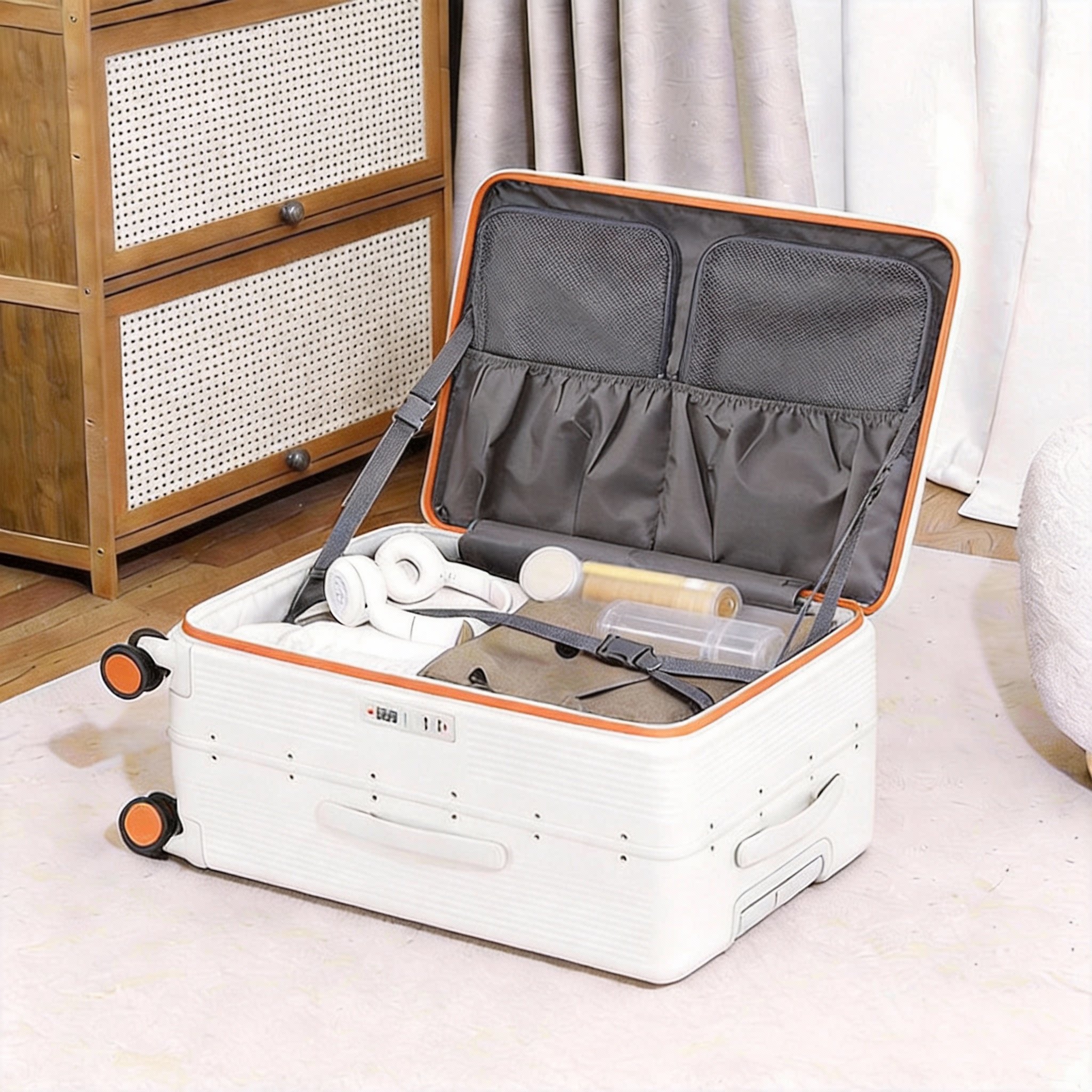 漫旅仕新款侧开口行李箱大容量旅行登机箱20寸28前开盖男女皮箱子