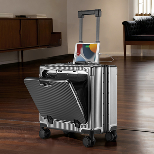 18寸行李箱前开口铝框密码拉杆箱16寸小型可登机箱旅行箱男女皮箱