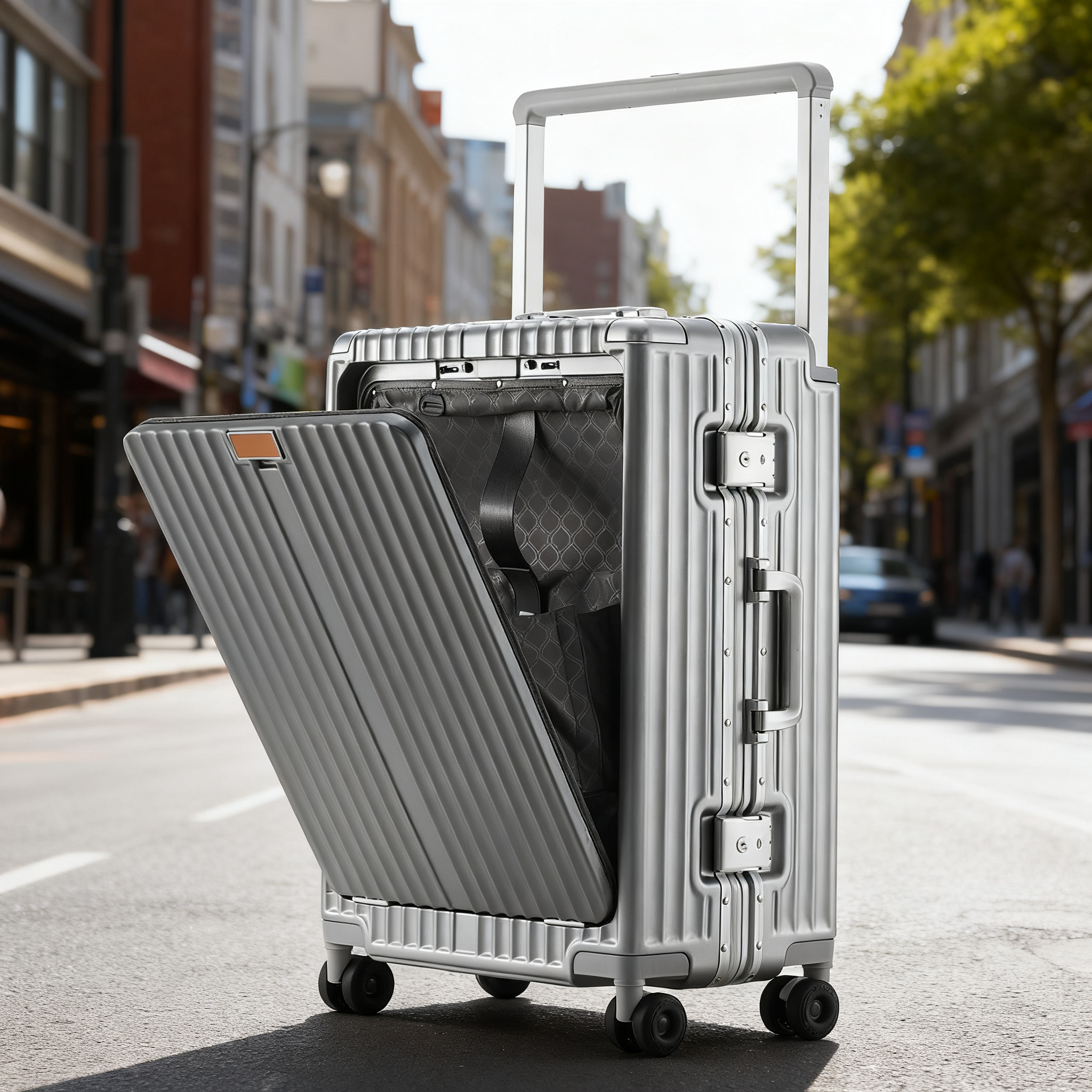 漫旅仕前开口行李箱女宽拉杆20寸多功能2025新款登机箱密码旅行箱