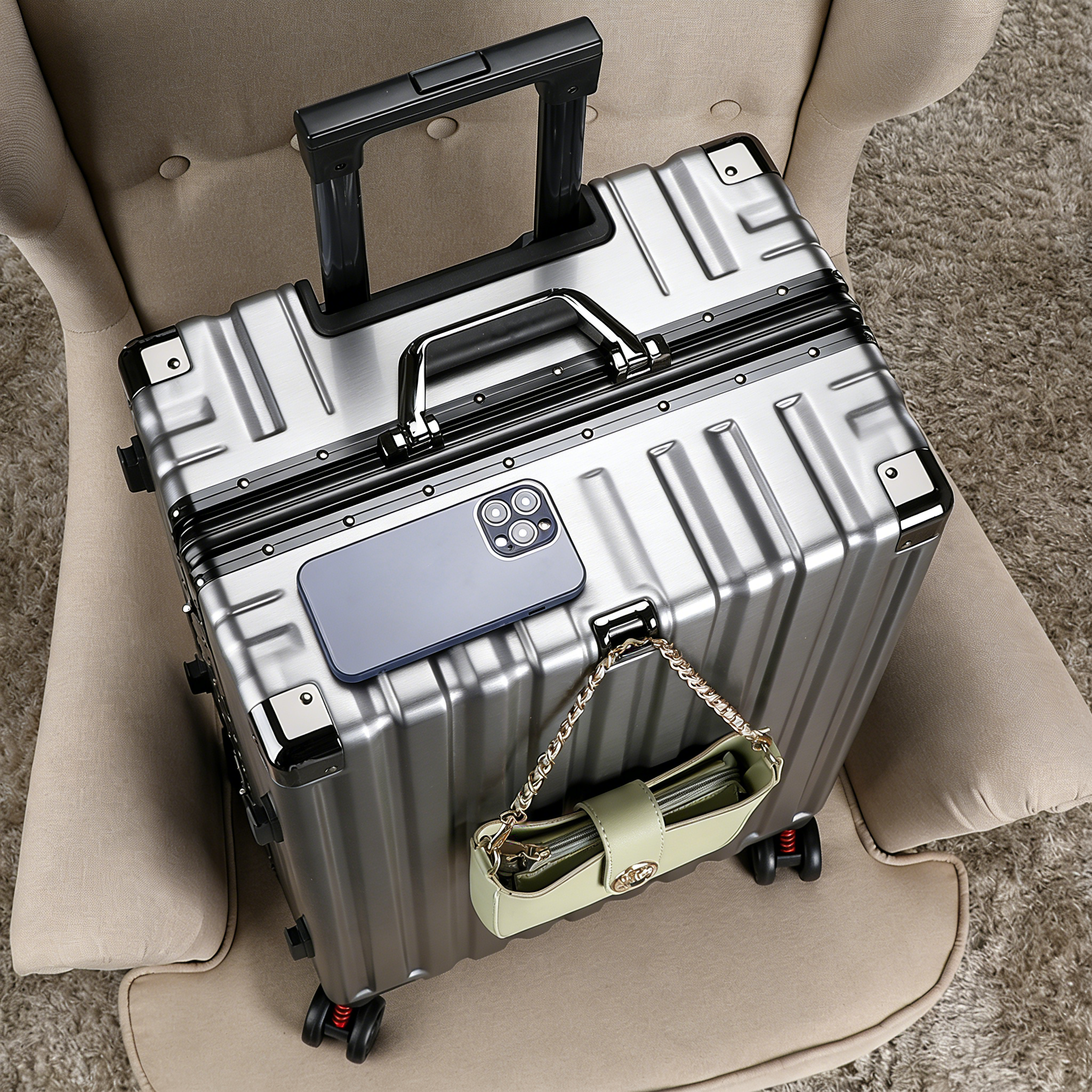 强烈推荐！行李箱拉杆箱女双轴承PC静音轮商务男旅行箱20寸登机箱