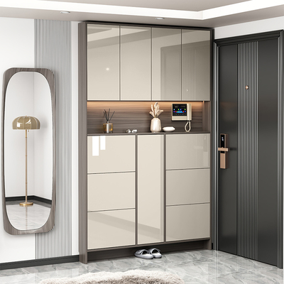 定制超薄鞋柜翻斗家用门口入户18cm玄关柜一体窄高立式门后门门厅