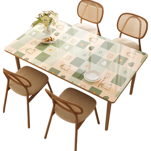 清新绿PVC餐桌垫轻奢高级感软玻璃桌垫免洗防水防油茶几桌布垫子