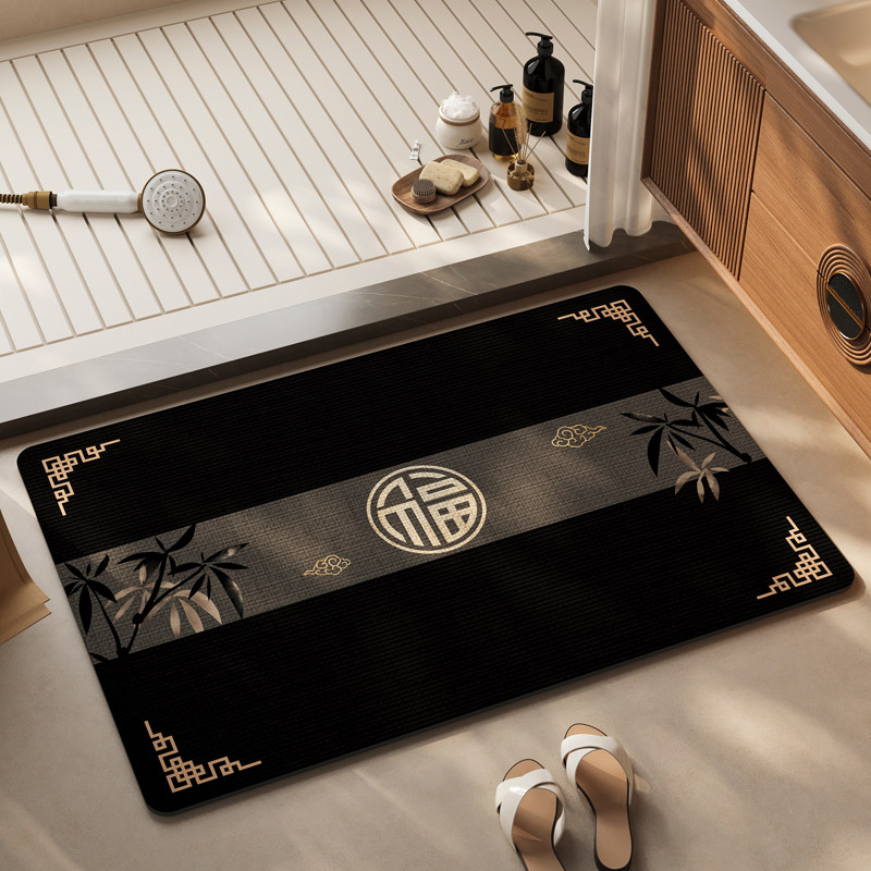 新中式浴室地垫硅藻泥吸水垫卫生间门口防滑脚垫厕所耐脏地毯门垫,居家布艺,家用脚垫,淘宝优惠券,粉丝福利购,淘宝优惠卷