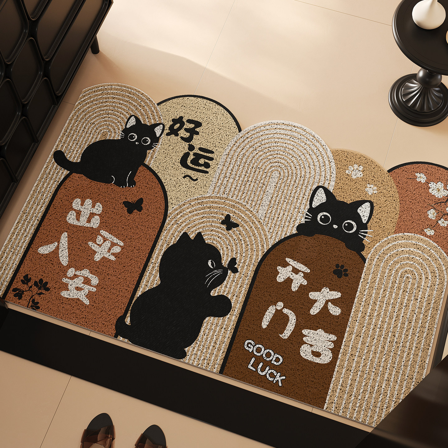 中古风入户门地垫2026新款耐脏防滑丝圈脚垫进门门口地毯入户门垫,居家布艺,入户地垫,淘宝优惠券,粉丝福利购,淘宝优惠卷