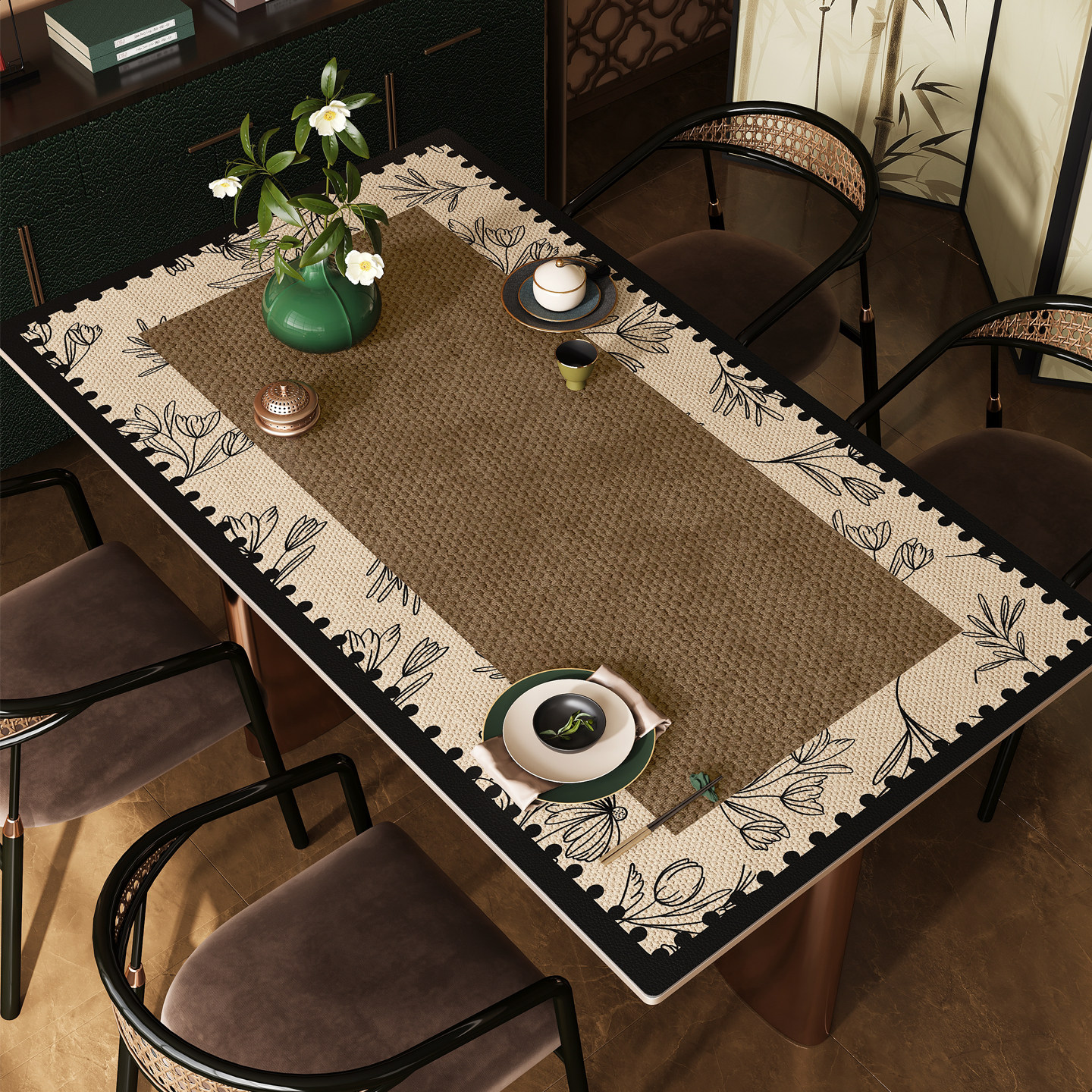 复古餐桌垫防油防水防烫高级感桌面保护垫免洗中古风饭桌茶几桌布,居家布艺,桌布,淘宝优惠券,粉丝福利购,淘宝优惠卷