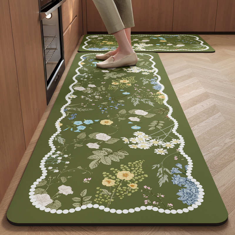 南洋复古风厨房地垫防滑防油地毯