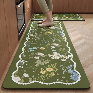 厨房专用地垫2025新款 防滑防油门口踩脚垫硅藻泥吸水吸油长条地毯