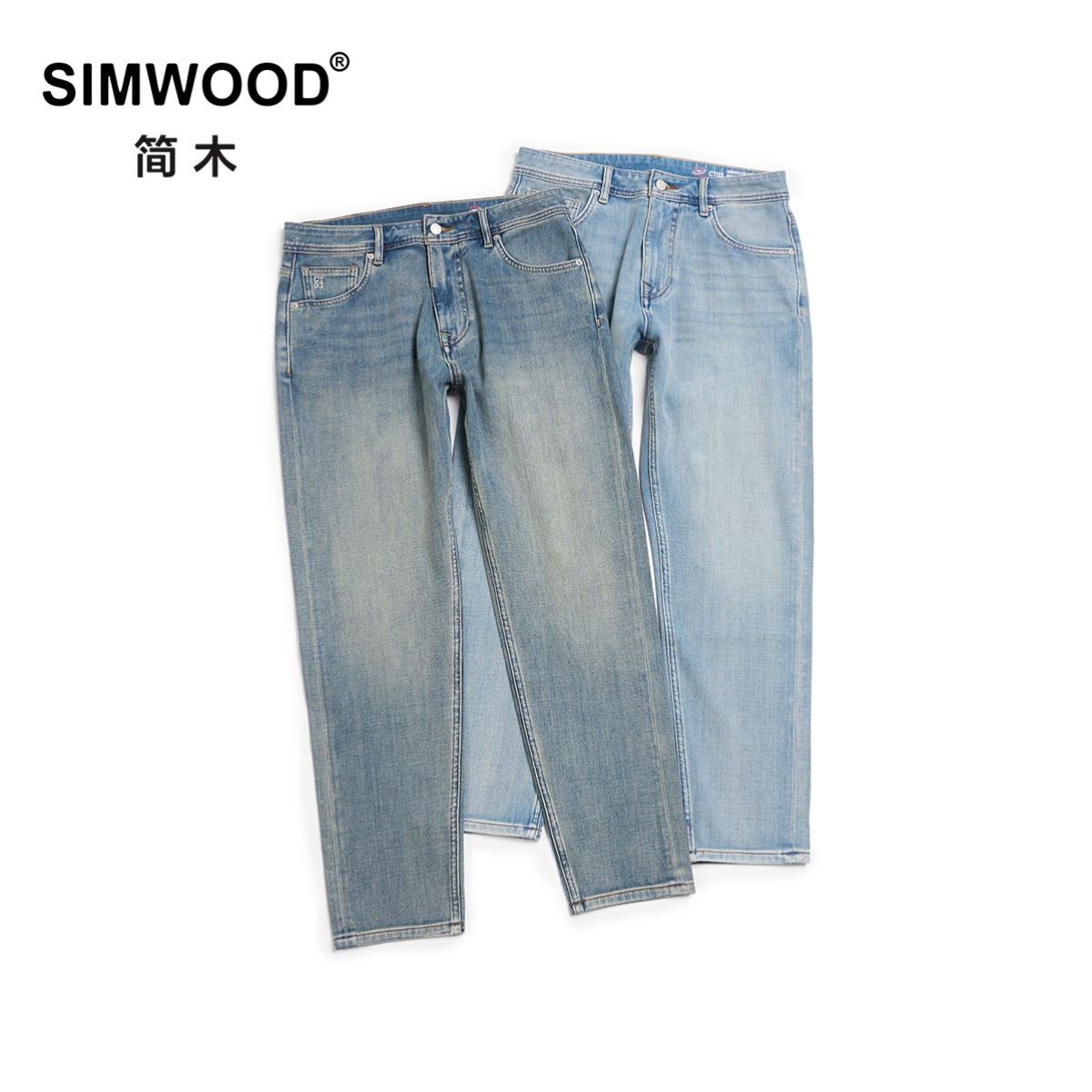 SIMWOOD/简木【CT03舒适锥型】11盎司四面弹复古牛仔裤SM230109。