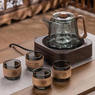 家用电陶炉泡茶办公室小型电热炉煮茶壶玻璃烧水茶壶 蒸煮茶器套装