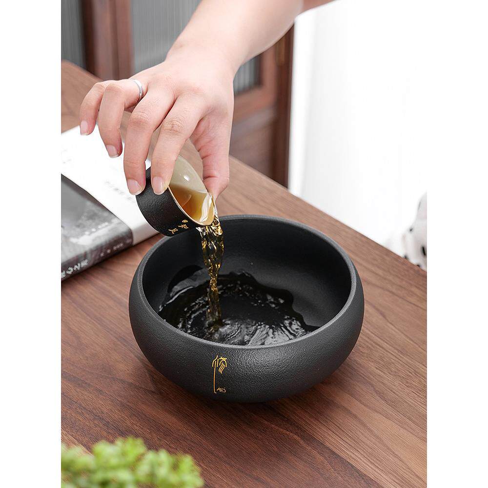 黑陶金洗茶机大型日式家用功夫茶具配件茶盆内置水盆笔洗烟灰缸