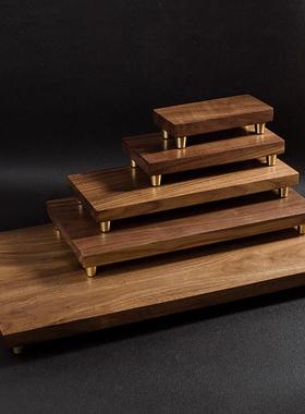 黑胡桃木底座摆件工艺品花瓶佛像长方形奇石茶具榉木托架实木底座