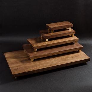 黑胡桃木底座摆件工艺品花瓶佛像长方形奇石茶具榉木托架实木底座