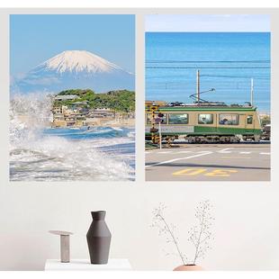 海边富士山ins租房挂布装 小武拉莫 饰挂毯壁纸床头背景布海报墙布