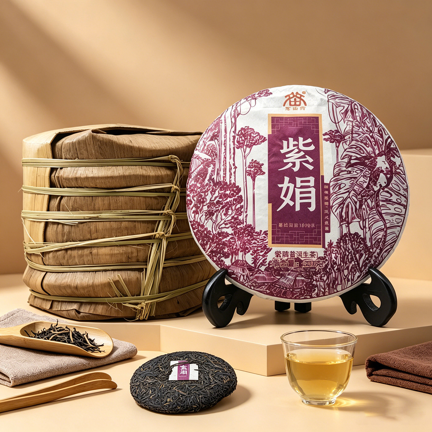云南勐海大叶种晒青茶 紫娟茶小乔木 2018年普洱生茶 357g/饼收藏