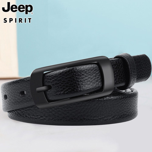 Jeep真皮小腰带软细皮带女士韩版装饰腰封学生简约百搭牛皮复古