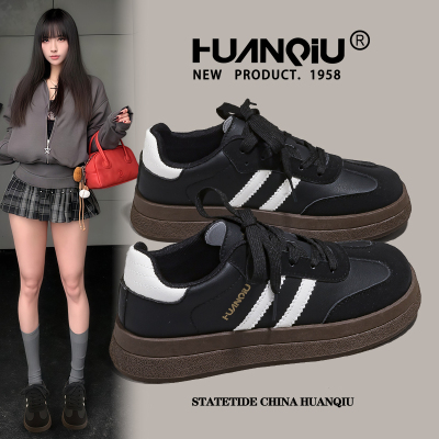 环球复古运动休闲厚底黑色德训鞋