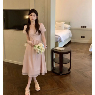 欧洲站2023法式 小众设计温柔甜美气质超仙沙滩 连衣裙子女夏季 新款