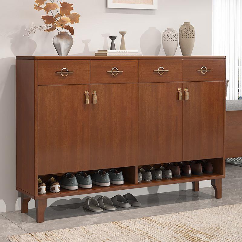 日式实木鞋柜实木鞋柜全实木家用门口大容量简易收纳柜新中式鞋柜