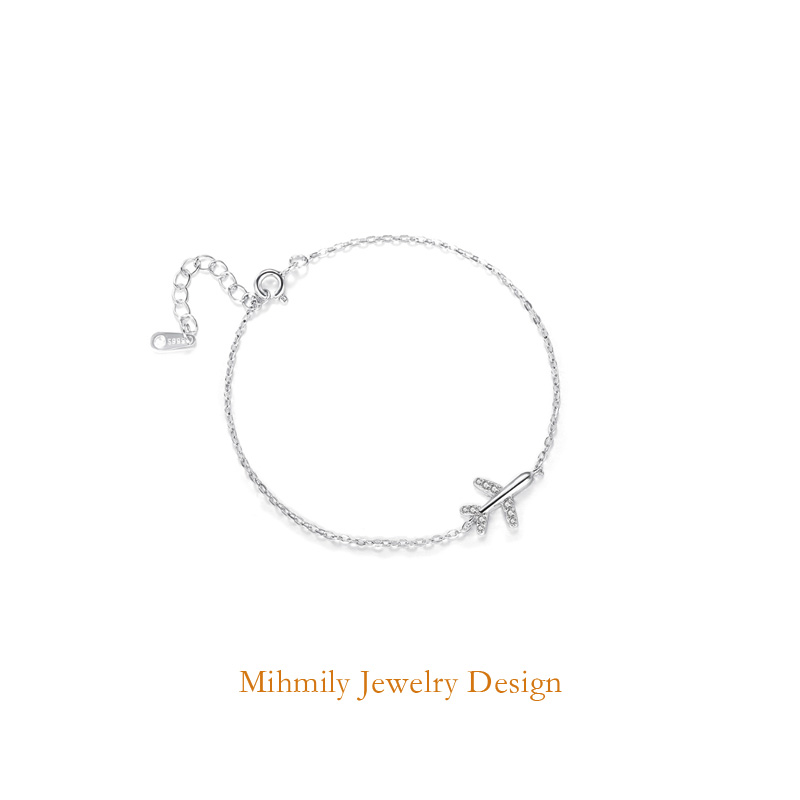 Mihmily「 德国设计师」S999纯银森系小飞机手链女百搭小清新手饰