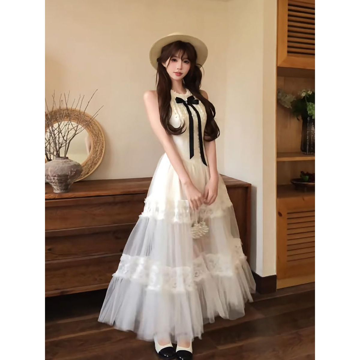 少女法则 韩系简约气质蕾丝连衣裙女夏季小众千金风海边度假长裙