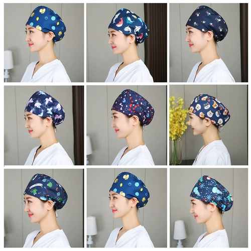 Хирургическая комната самка чистое хлопковое полиэфирное хлопковое круглое шляпа Шляпа Шляпа Хирургическое вмешательство пероральная печать мужчина -врач Добавлено вывод может корректировать рабочую крышку