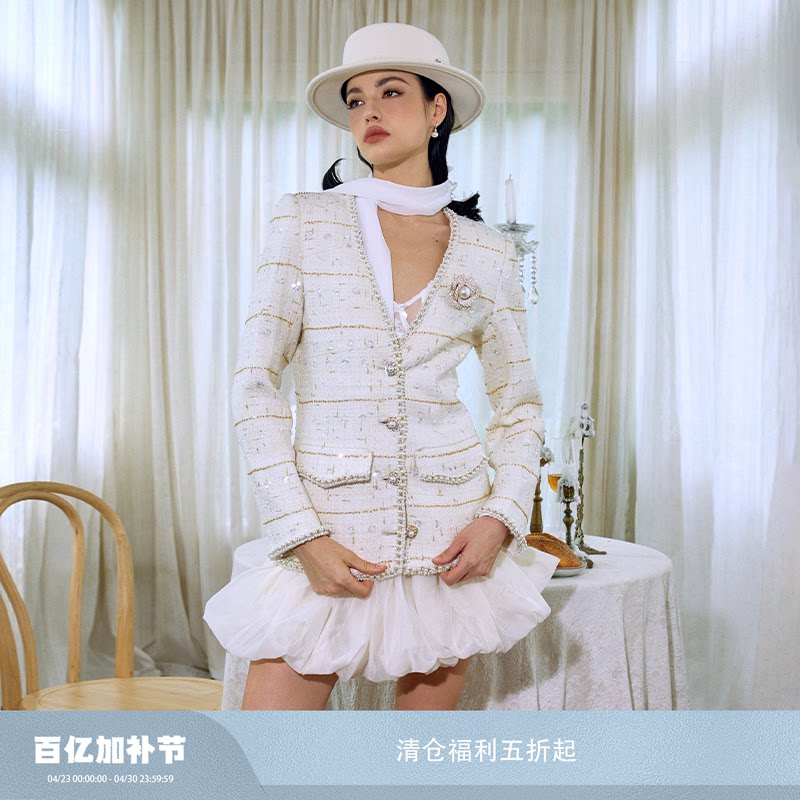 FIND YA WINGS CoCO小姐超重工名媛法式气质高级小香风外套上衣女