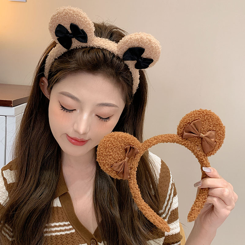 蝴蝶结耳朵发箍女洗脸敷面膜专用发卡2023年新款可爱毛绒头箍头饰