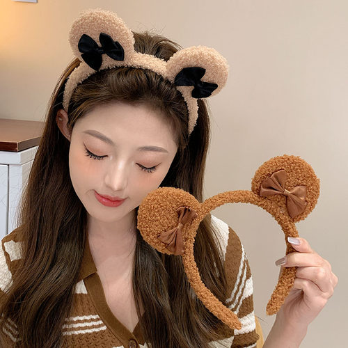 蝴蝶结耳朵发箍女洗脸敷面膜专用发卡2023年新款可爱毛绒头箍头饰