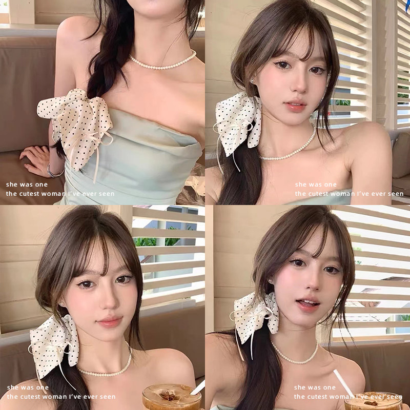 波点方巾发圈韩系方形大肠头圈发绳女头绳女生高级感皮筋扎头发饰