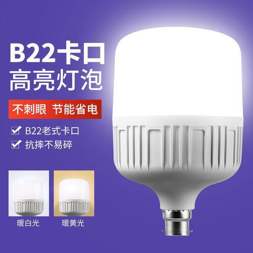 B22卡口led灯泡白光护眼家用工厂宿舍防水大功率照明球泡恒流超亮