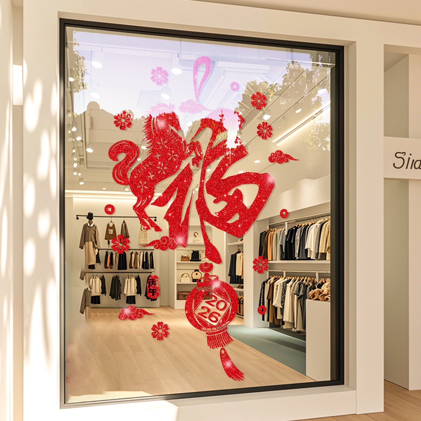 马年窗花2026新款新年春节装饰品福字门贴过年静电玻璃贴纸窗贴,家居饰品,门贴,淘宝优惠券,粉丝福利购,淘宝优惠卷