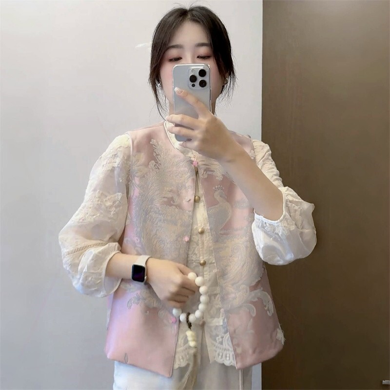 中式国风刺绣马夹外套女款2025春
