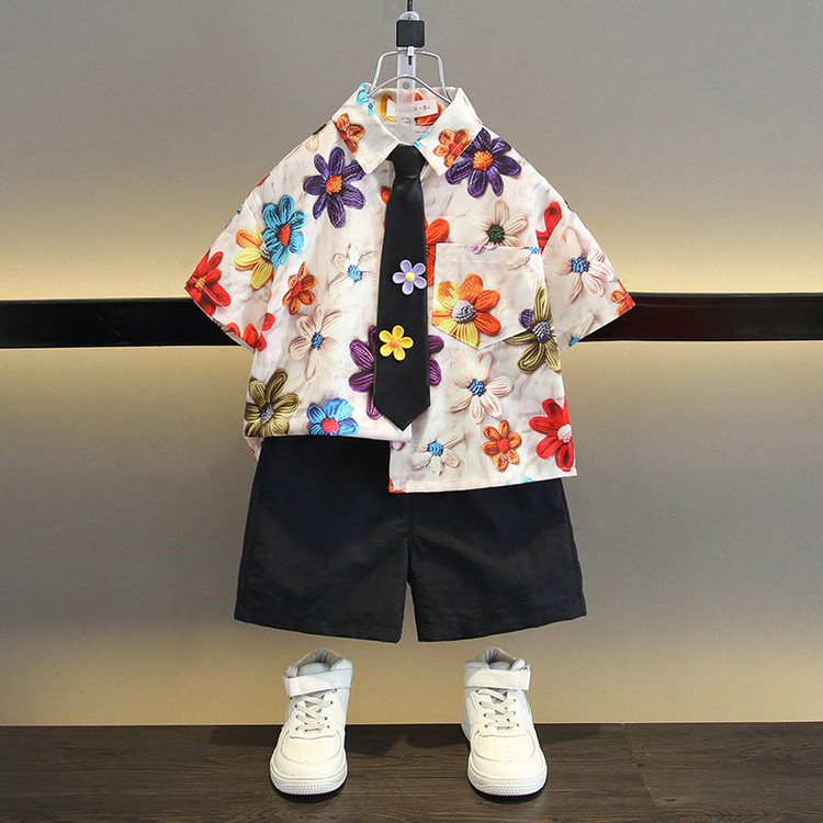男童礼服夏季六一演出服儿童港风衬衫套装幼儿园毕业照班服走秀服