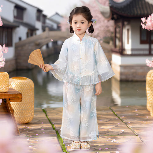 女童中国风唐装套装春秋款女宝宝新中式古典风中小童长袖日常汉服