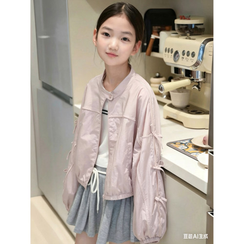 甜美女孩蝴蝶结夹克开衫外套春夏季2026新款儿童洋气时髦防晒上衣
