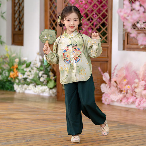 儿童国风汉服套装表演服男女宝宝上春山新中式唐装兄妹国学班服