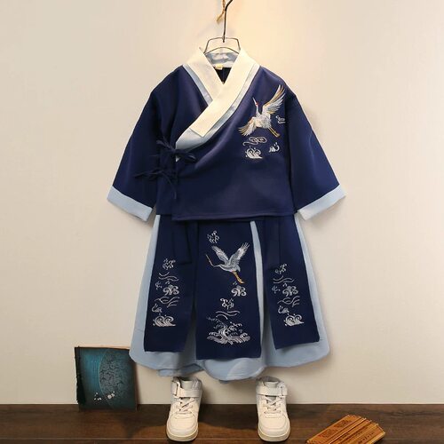 儿童汉服男童套装唐装春秋周岁男宝礼服中国风两件套新中式表演服
