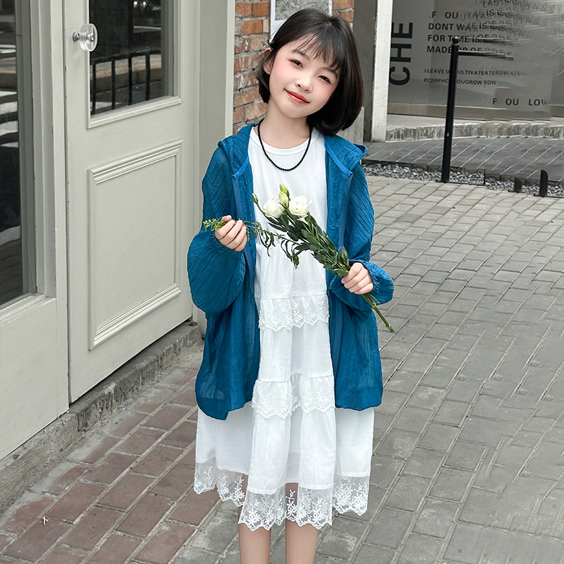 锦纶B类夏季带帽子女儿童皮肤衣/防晒衣